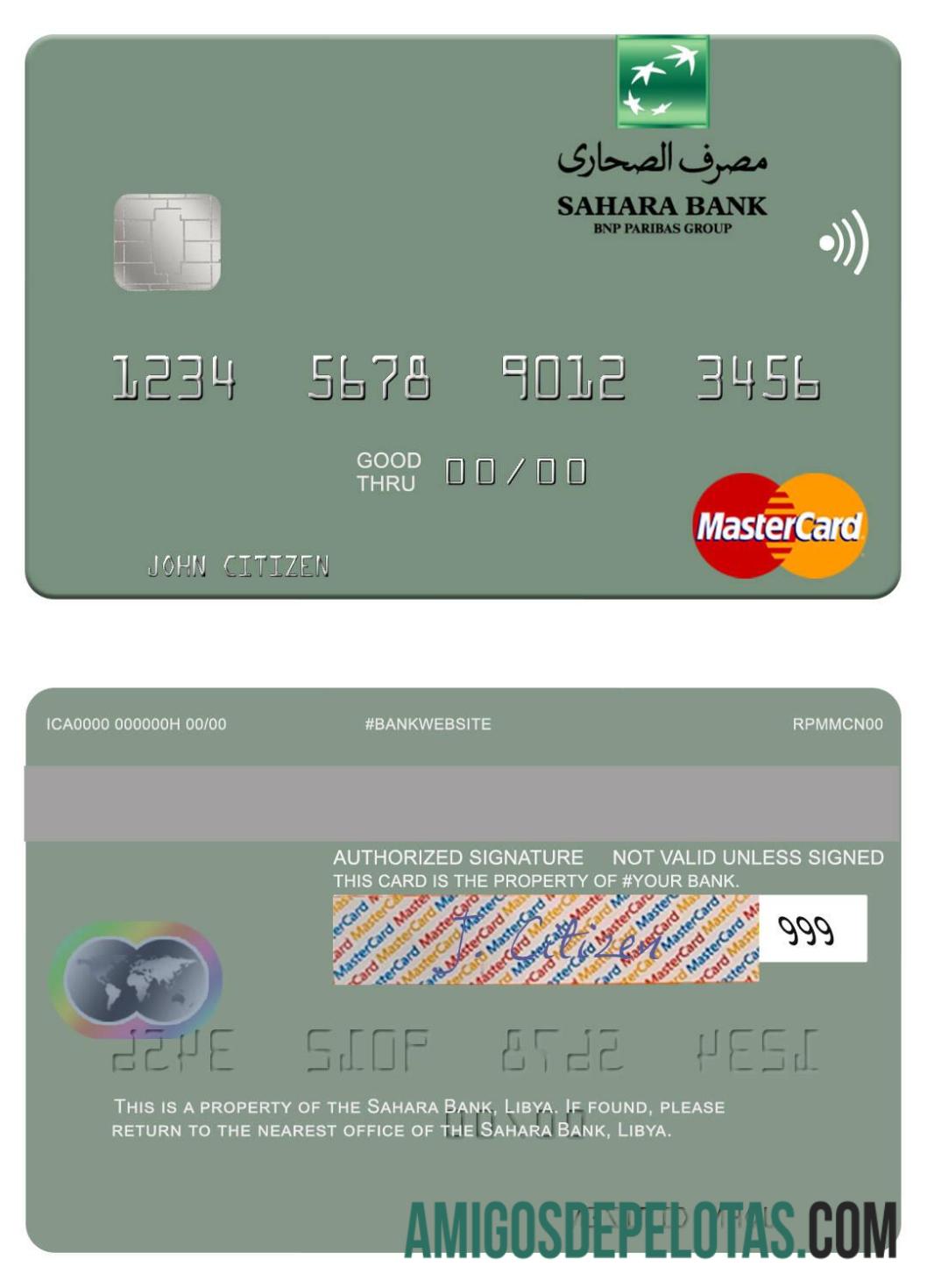 Libya Sahara Bank Mastercard template